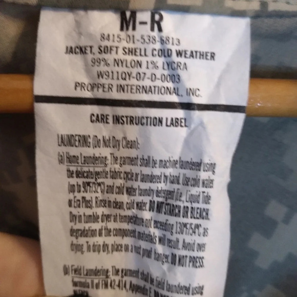 M R camo jacket army gen 3 soft shell army issued full zip Sz XL - Picture 12 of 14